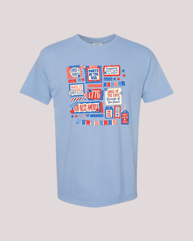 Party In The USA Collage Graphic Tee - Flo Blue