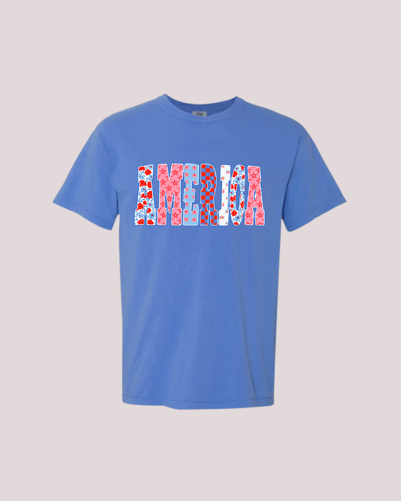 American Graphic Tee - Flo Blue